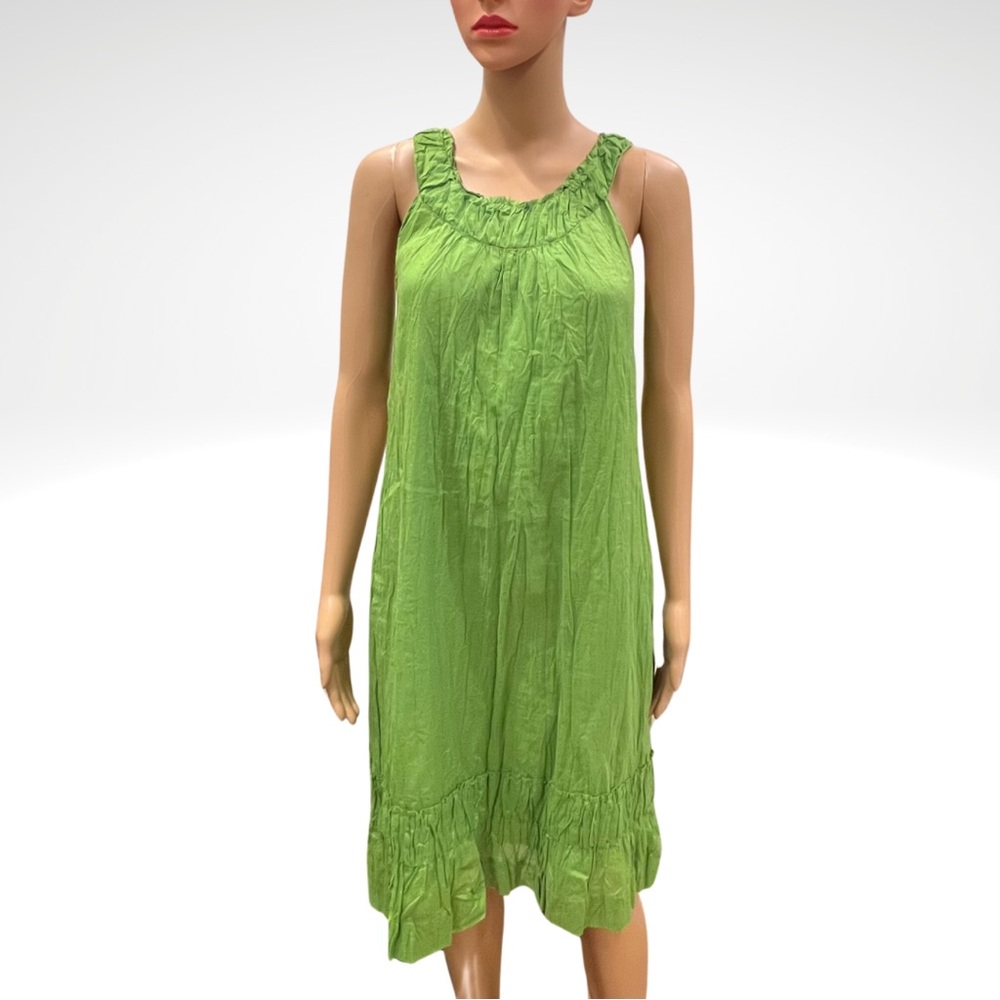 Talbots Crinkle Sundress Sleeveless Light Green Womens 2 Knee Length Lined
